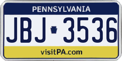 PA license plate JBJ3536