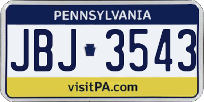 PA license plate JBJ3543