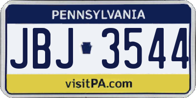 PA license plate JBJ3544
