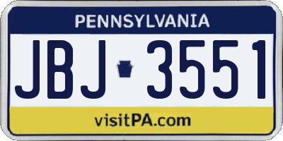 PA license plate JBJ3551
