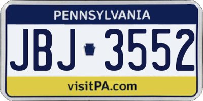 PA license plate JBJ3552