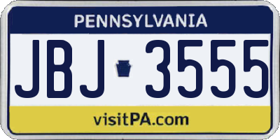 PA license plate JBJ3555