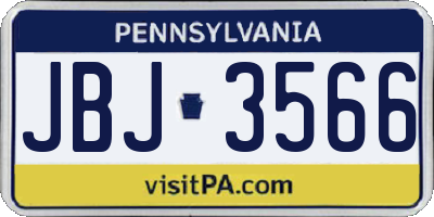 PA license plate JBJ3566
