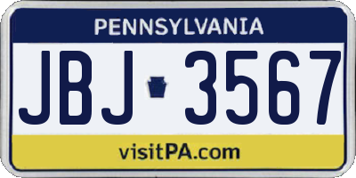 PA license plate JBJ3567