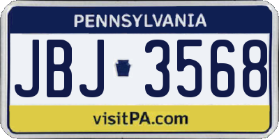 PA license plate JBJ3568
