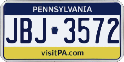 PA license plate JBJ3572