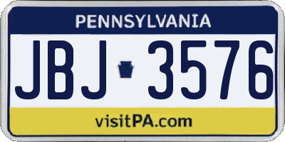 PA license plate JBJ3576