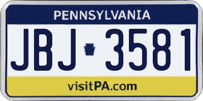 PA license plate JBJ3581