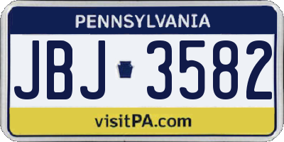 PA license plate JBJ3582