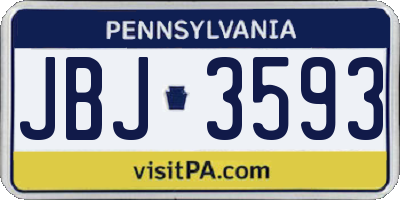 PA license plate JBJ3593