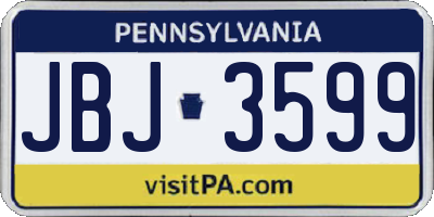 PA license plate JBJ3599