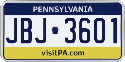 PA license plate JBJ3601