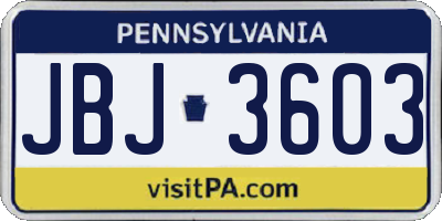 PA license plate JBJ3603