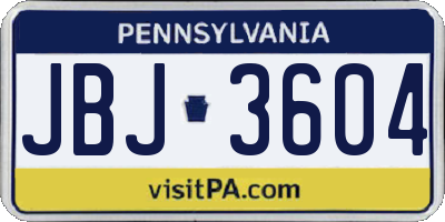 PA license plate JBJ3604