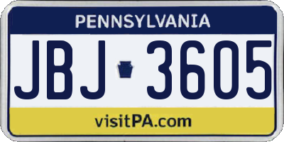 PA license plate JBJ3605