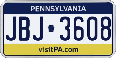 PA license plate JBJ3608