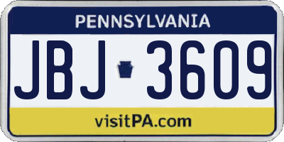 PA license plate JBJ3609