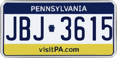 PA license plate JBJ3615
