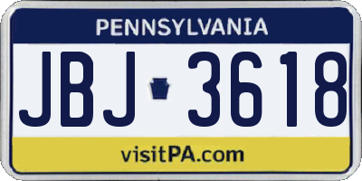 PA license plate JBJ3618