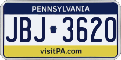 PA license plate JBJ3620