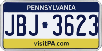 PA license plate JBJ3623