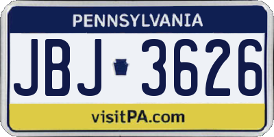 PA license plate JBJ3626