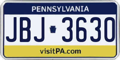 PA license plate JBJ3630