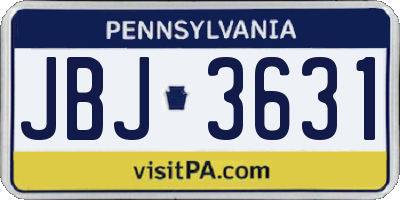 PA license plate JBJ3631