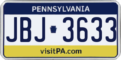 PA license plate JBJ3633