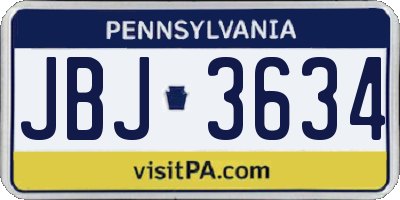PA license plate JBJ3634