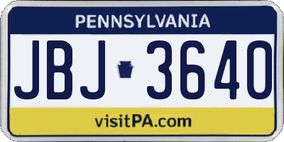 PA license plate JBJ3640