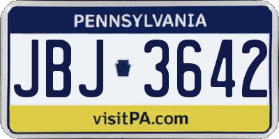 PA license plate JBJ3642