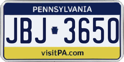 PA license plate JBJ3650