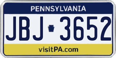 PA license plate JBJ3652