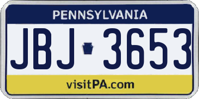 PA license plate JBJ3653
