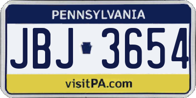 PA license plate JBJ3654