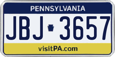 PA license plate JBJ3657