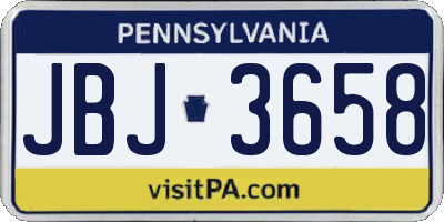 PA license plate JBJ3658