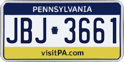 PA license plate JBJ3661