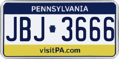 PA license plate JBJ3666