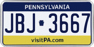 PA license plate JBJ3667
