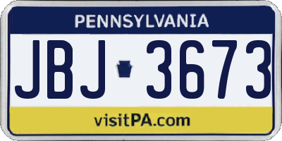 PA license plate JBJ3673