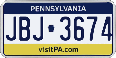 PA license plate JBJ3674