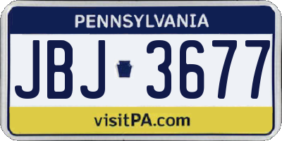 PA license plate JBJ3677
