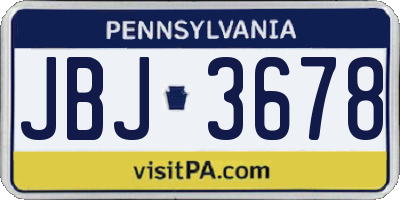 PA license plate JBJ3678