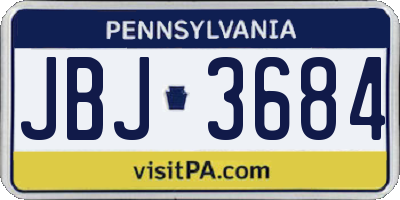 PA license plate JBJ3684
