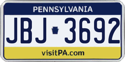 PA license plate JBJ3692