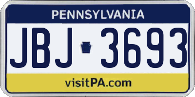PA license plate JBJ3693