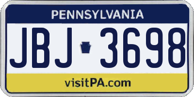 PA license plate JBJ3698