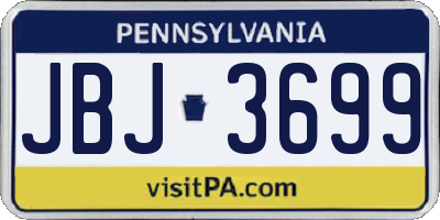 PA license plate JBJ3699